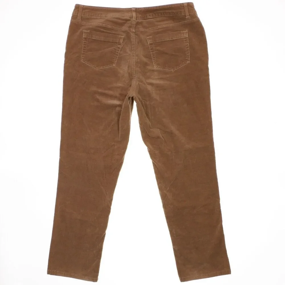 Croft & Barrow Corduroy Straight Pants Size 16 Womens Brown Stretch 36 x 28.5 - Picture 2 of 10